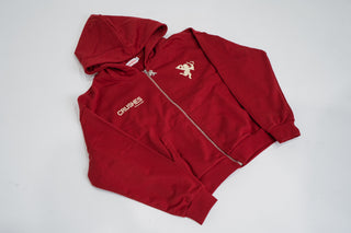 'Feel Love' Zipper Hoodie in Red