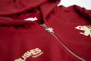 'Feel Love' Zipper Hoodie in Red
