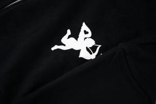 'Feel Love' Zipper Hoodie in Black