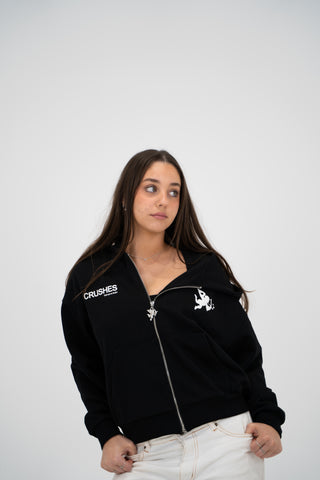 'Feel Love' Zipper Hoodie in Black